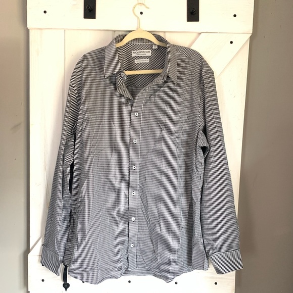 Men’s Nick Graham Black and White Checkered Dress Shirt Button down 2XL - Picture 1 of 7